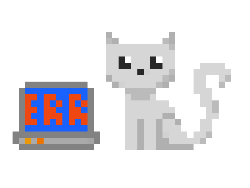 pixelcat in front of a notebook